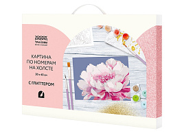 Набор для раскрашивания по номерам ТРИ СОВЫ КХг3040_57052 с глиттером "Серебро на цветке", 30*40, с акриловыми красками и кистями