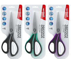 Ножницы 21см. Berlingo DNn_21035 "Easycut 350", ассорти, эргономичные ручки, мягкие вставки, европодвес