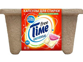 Стиральный порошок Капсулы Free Time М 120гр 15шт 3в1