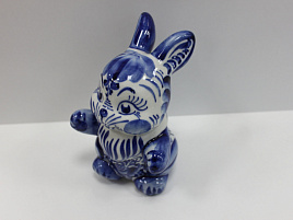 Сувенир Гжель Кролик №01/2 большой (сидит)
