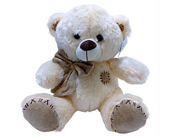 Мягкая игрушка Мишка с бантиком и заплатками 30см 103В чайная роза