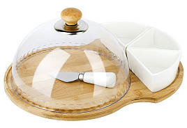 Блюдо дерево 38.5*23 2630048 Naturel сервировочное с крышкой и ножом