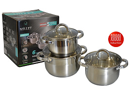 Набор кастрюль нержавейка 3пр(3,8+5+6,5л) Millet M-403/1307