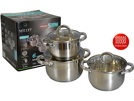 Набор кастрюль нержавейка 3пр(3,8+5+6,5л) Millet M-403/1307