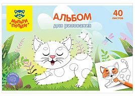 Альбом для рисования 40л. на спирали Мульти-Пульти А40сп_51434 "Кошечка", с раскраской