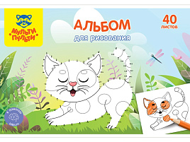 Альбом для рисования 40л. на спирали Мульти-Пульти А40сп_51434 "Кошечка", с раскраской
