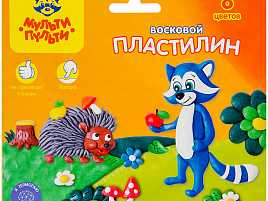 Пластилин 8цв. Енот в лесу ВП_11056 восковой, со стеком