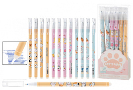 Ручка Пиши-Cтирай MP-2390 гелевая: "ЛАПКИ" яркий, цветной корпус с рисунком /ассорти/ толщина пишущего наконечника-0,38 mm цвет чернил-синий