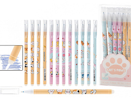 Ручка Пиши-Cтирай MP-2390 гелевая: "ЛАПКИ" яркий, цветной корпус с рисунком /ассорти/ толщина пишущего наконечника-0,38 mm цвет чернил-синий