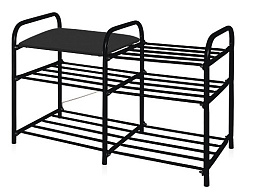 Этажерка для обуви 3 секции с сиденьем ЭТЛ3-1/Ч черная 6952