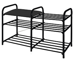 Этажерка для обуви 3 секции с сиденьем ЭТЛ3-1/Ч черная 6952