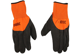 Перчатки х/б Полиэстер G1462 2-сл вспененное покрытие черно-оранжевые 54гр.