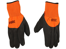 Перчатки х/б Полиэстер G1462 2-сл вспененное покрытие черно-оранжевые 54гр.