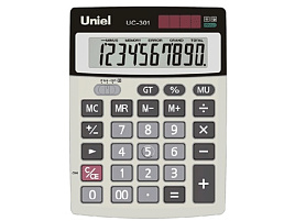 Калькулятор Uniel настольный UB-301 8 разрядов, двойное питание, 138х103х32