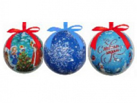 Набор шаров 7см НУ-5188 С Новым Годом! 3шт