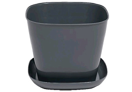 Кашпо цветочное 7,3л квадрат 387318 серый с/п
