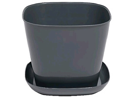 Кашпо цветочное 7,3л квадрат 387318 серый с/п