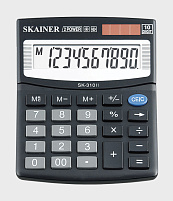 Калькулятор SKAINER SK-310II настольный, 10 разр., двойное питание, 100*124*32мм, черный (аналог SDC-810)