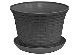 Кашпо цветочное 4л Ротанг 364018 серый с/п
