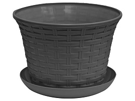 Кашпо цветочное 4л Ротанг 364018 серый с/п