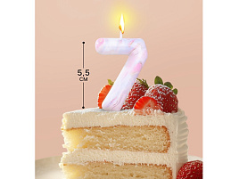 Свеча-цифра "7" Белый мрамор 6990836