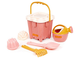 Песочный набор №693 74410 Ведро, ситечко, грабли,лопатка, форма,лейка