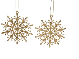 Подвеска пластик Снежинка волшебная золото набор 2шт 916-0871