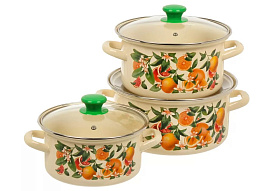 Набор кастрюль эмаль 3пр (2,3+3+4л) Цитрус-1 Экстра Керчь