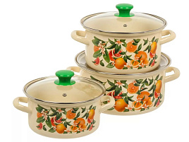 Набор кастрюль эмаль 3пр (2,3+3+4л) Цитрус-1 Экстра Керчь