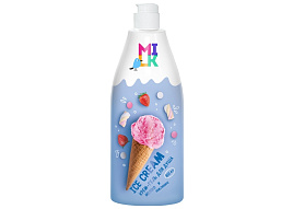 Гель для душа Milk 800мл.крем Молоко и земляника М