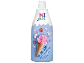 Гель для душа Milk 800мл.крем Молоко и земляника М