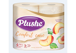 Туалетная бумага Plushe Comfort care 4шт.3-х сл.Персик
