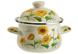 Кастрюля эмаль 1,5л EM-1508 Подсолнухи