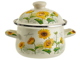Кастрюля эмаль 1,5л EM-1508 Подсолнухи
