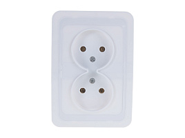 Розетка 2м СП Валери 16А без заз бел В0102