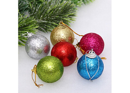 Набор шаров 4см 652-010 Блестящее напыление микс 6шт