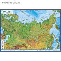 Карта Россия физическая Globen КН053 1:7,5млн., 1160*800мм, интерактивная, с ламинацией, европодвес
