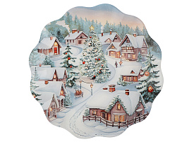 НГ Блюдо стекло 25,5см 820-465/3927 Зимний пейзаж