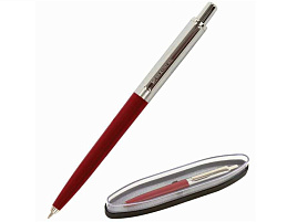 Ручка BRAUBERG 143485 шариковая Soprano, СИНЯЯ, корпус серебристый с бордовым, 0,5мм