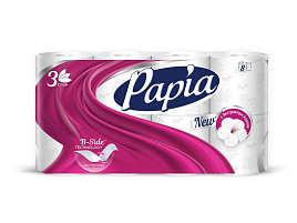 Туалетная бумага Papia 8шт.3-х сл. Белая 0051