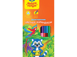 Карандаши цветные 24цв. Мульти-Пульти CP_11494 двусторонние "Енот в тропиках" 12шт., трехгран., заточен., картон уп., европодвес
