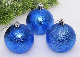 Набор шаров 7см 652-302 Мягкий блеск синий 3шт