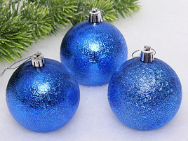 Набор шаров 7см 652-302 Мягкий блеск синий 3шт