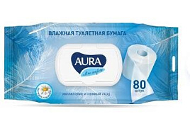 Туалетная бумага влажная  Aura 80шт.