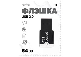 Флеш-драйв Perfeo USB 64Gb M01 mini черный