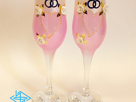 Набор бокалов для шампанского №12 Свадебные розочки тулип