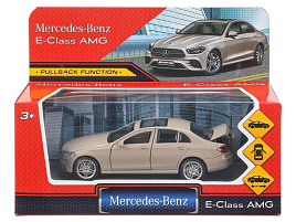 Машина металлическая ECLASS-12-GD MERCEDES-BENZ e-class amg 12см, дв,баг,ин,золотистый, кор.