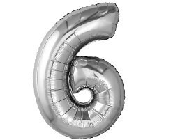 Шар надувной Цифра 6 серебро аг759325 81см