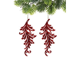 Подвеска пластик Воздушное перо красный набор 2шт 201-3536