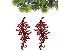 Подвеска пластик Воздушное перо красный набор 2шт 201-3536